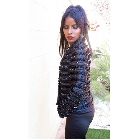 Chaqueta Negra con Cinta de Raso