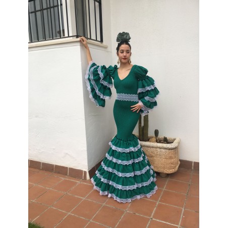 Vestido flamenca verde liso