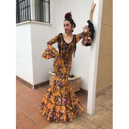 Vestido flamenca amarillo de flores