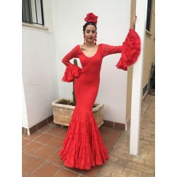 Vestido flamenca rojo encaje